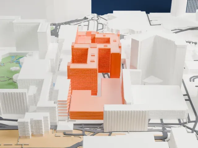 The Linq model, East view