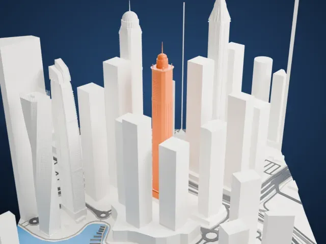 The Marina Torch model, South view