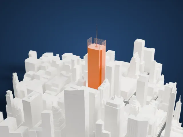 The New York Times Building model, East view