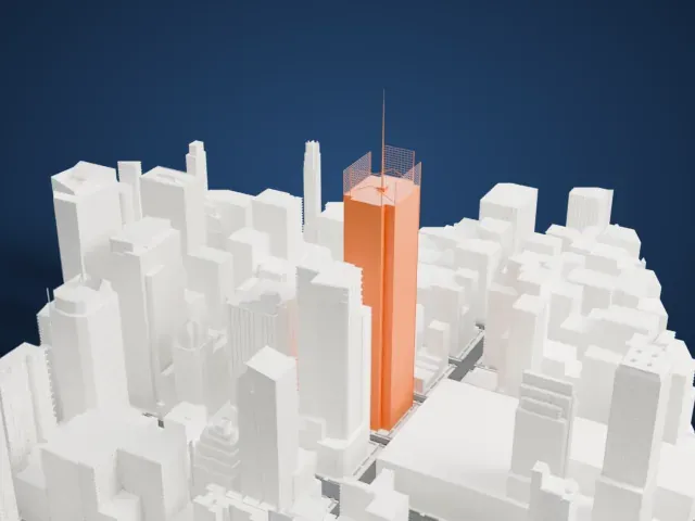 The New York Times Building model, North view