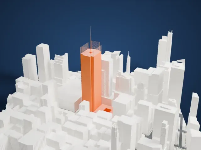The New York Times Building model, South view
