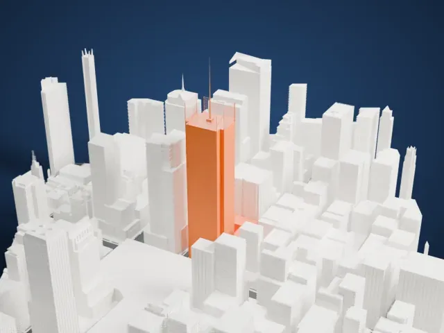 The New York Times Building model, West view