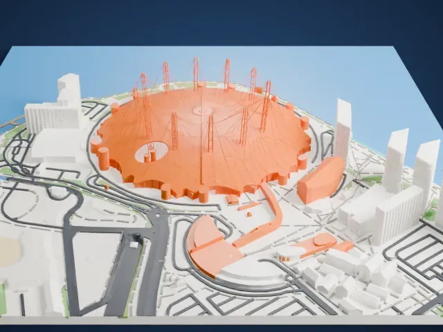 The O2 Arena model, South view