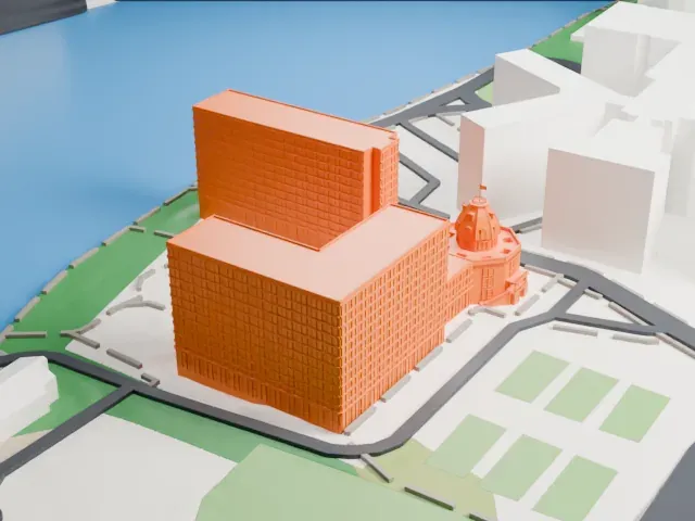 The Octagon, Roosevelt Island model, South view