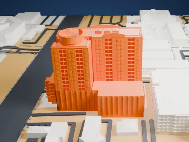 The Platinum model, West view