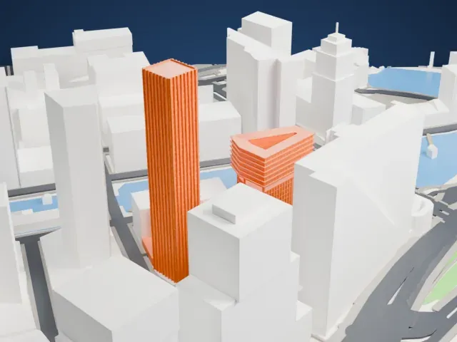 The Red Apple model, South view