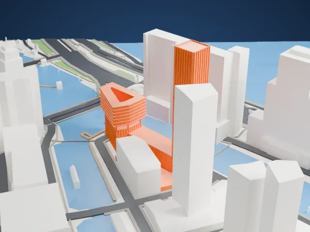 The Red Apple model, West view