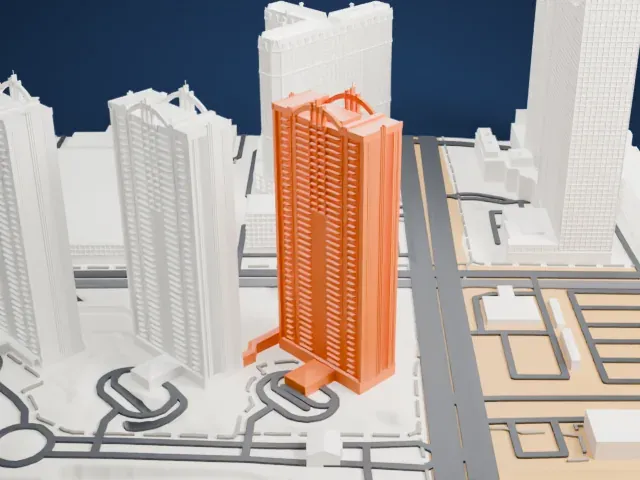 The Signature at MGM Grand model, East view