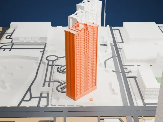 The Signature at MGM Grand model, North view