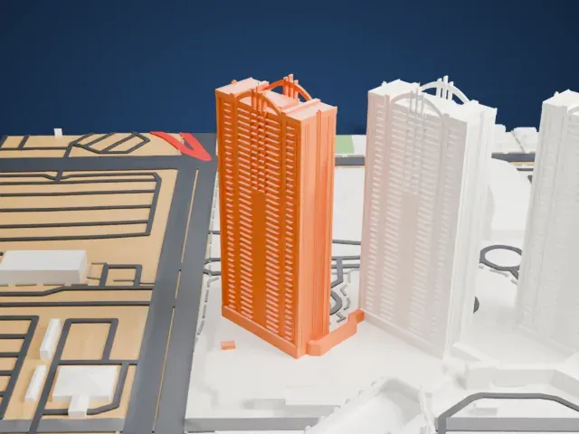 The Signature at MGM Grand model, West view