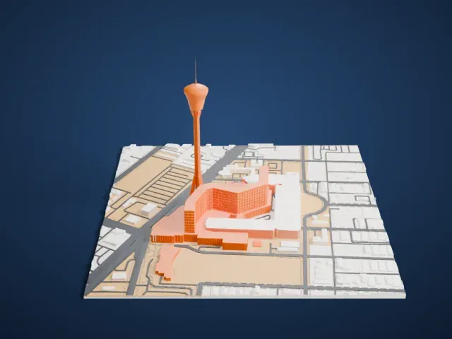 The Strat model, North view