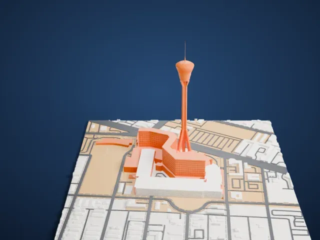 The Strat model, West view