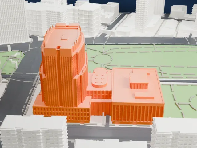 Theodore Roosevelt United States Courthouse model, East view