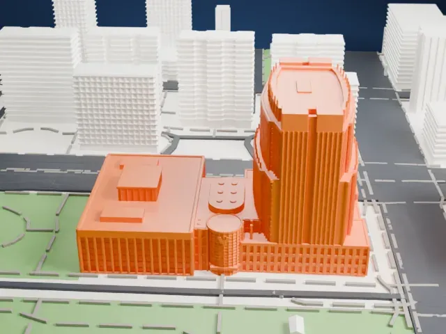 Theodore Roosevelt United States Courthouse model, West view