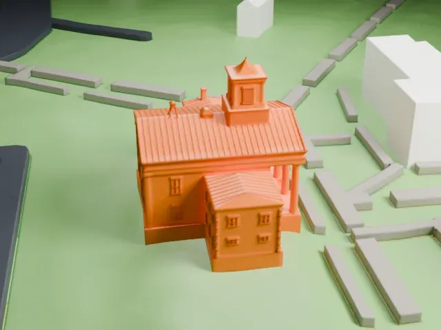 Third County Courthouse, Staten Island model, East view