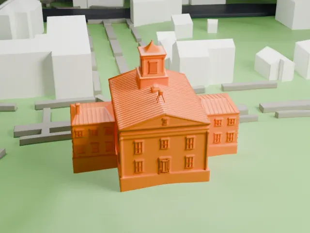 Third County Courthouse, Staten Island model, South view