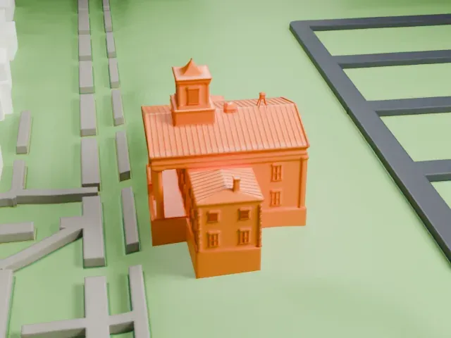 Third County Courthouse, Staten Island model, West view
