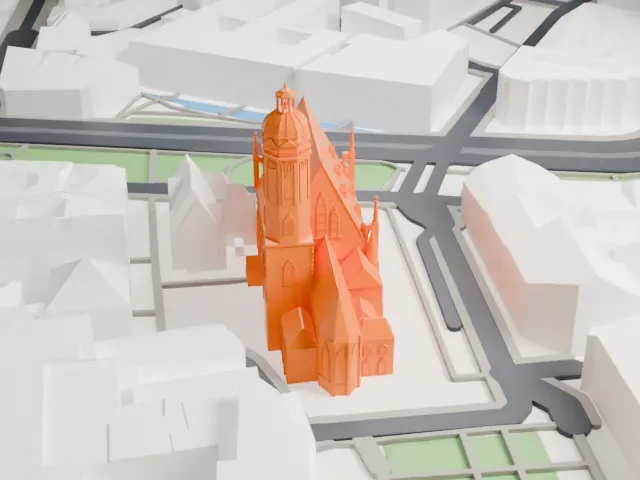 St. Thomas Church, Leipzig model, East view