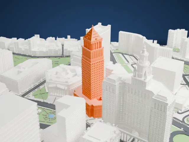 Thurgood Marshall United States Courthouse model, West view