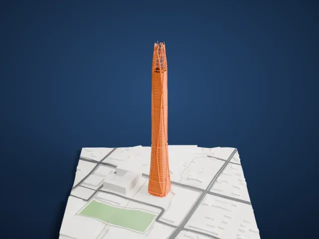 Tianjin CTF Finance Centre model, North view