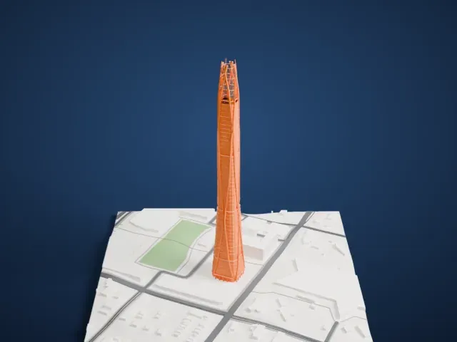 Tianjin CTF Finance Centre model, West view