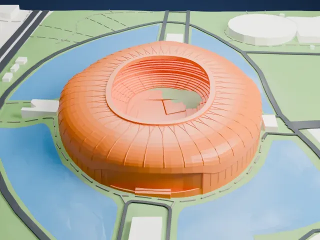 Tianjin Olympic Centre model, South view
