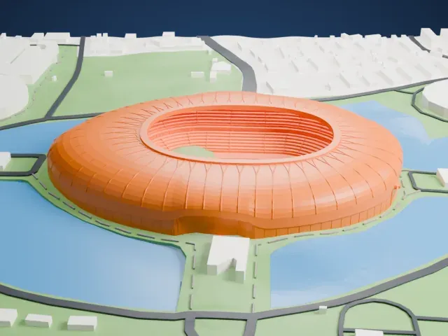 Tianjin Olympic Centre model, West view