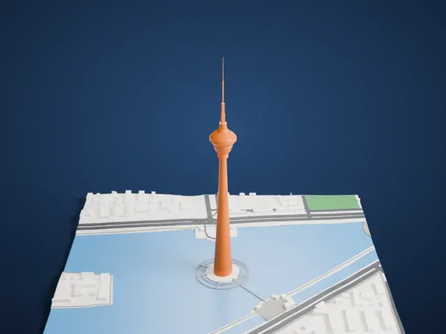 Tianjin Radio and Television Tower model, East view