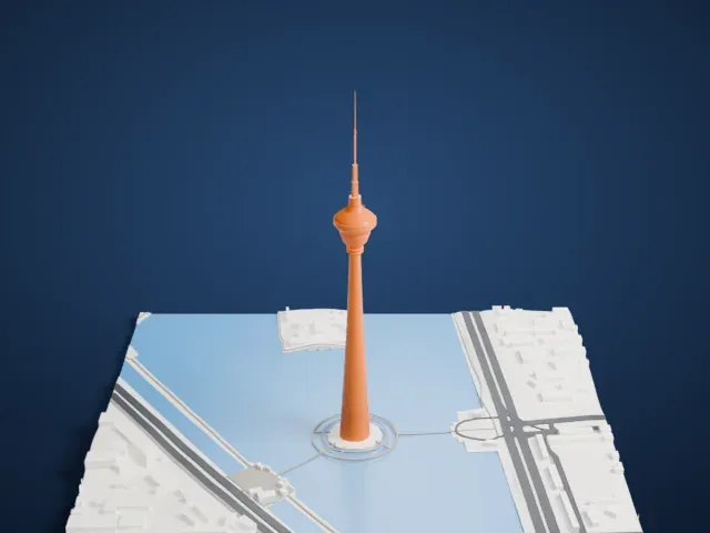 Tianjin Radio and Television Tower model, North view