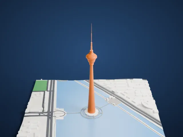 Tianjin Radio and Television Tower model, South view