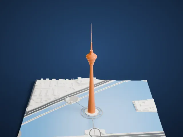 Tianjin Radio and Television Tower model, West view