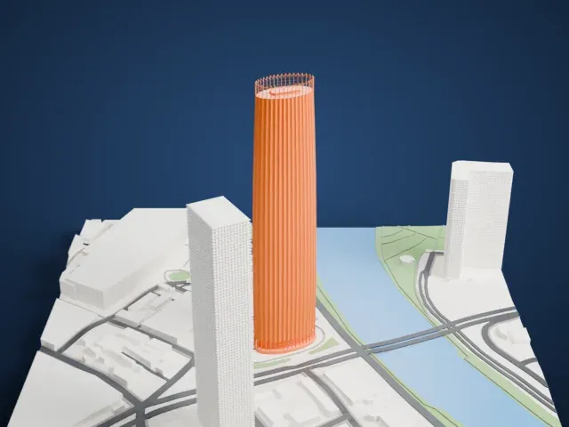 Tianjin World Financial Center model, East view