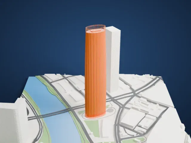 Tianjin World Financial Center model, West view