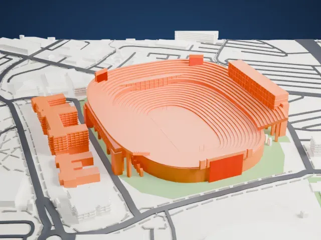 Tiger Stadium model, North view