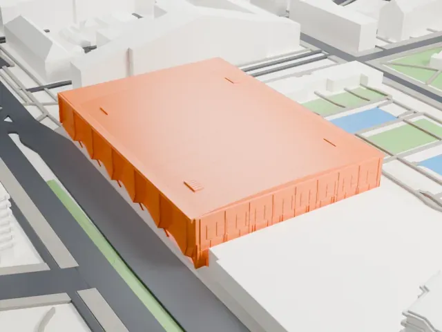 Tipos aréna model, East view