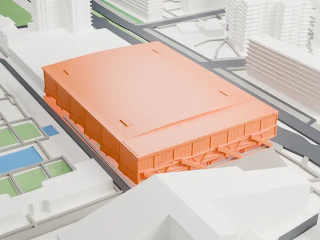Tipos aréna model, West view