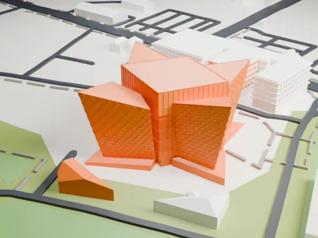 Titanic Belfast model, West view