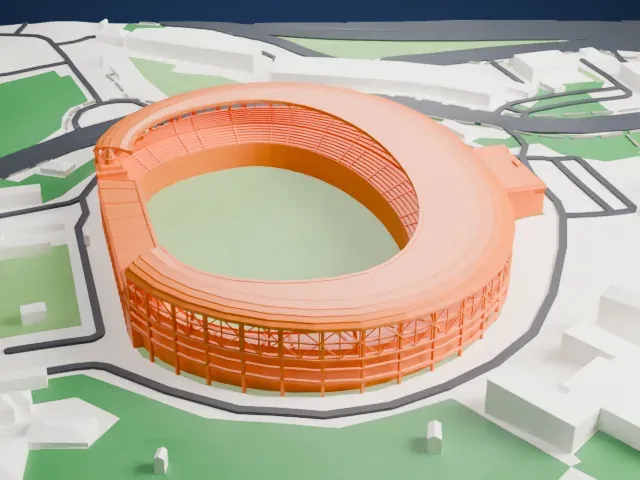 Tofiq Bahramov Republican Stadium model, East view