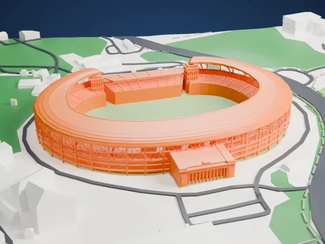 Tofiq Bahramov Republican Stadium model, North view