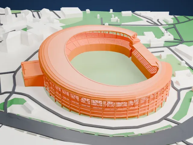 Tofiq Bahramov Republican Stadium model, West view