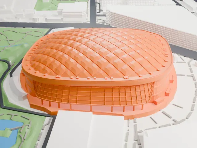 Tokyo Dome model, South view