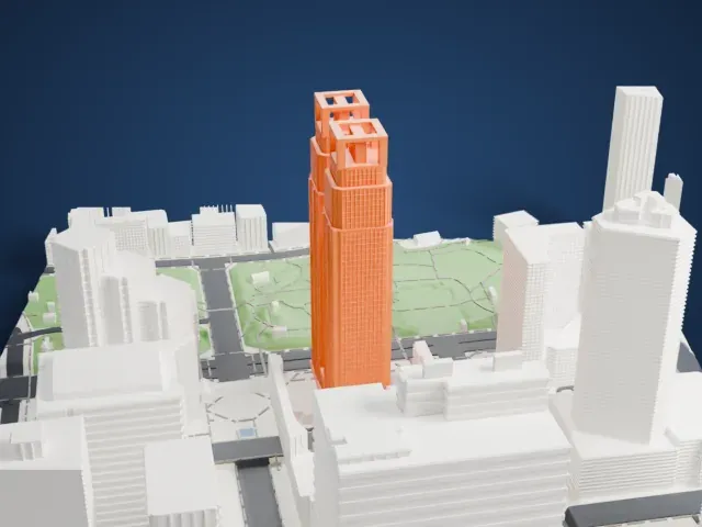 Tokyo Metropolitan Government Building No. 1 model, East view
