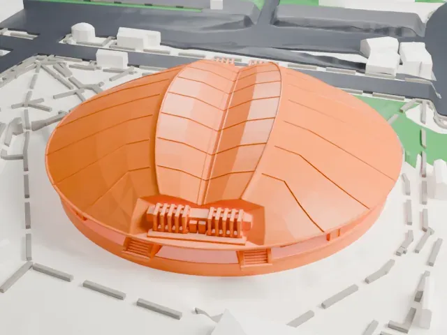 Tokyo Metropolitan Gymnasium model, South view