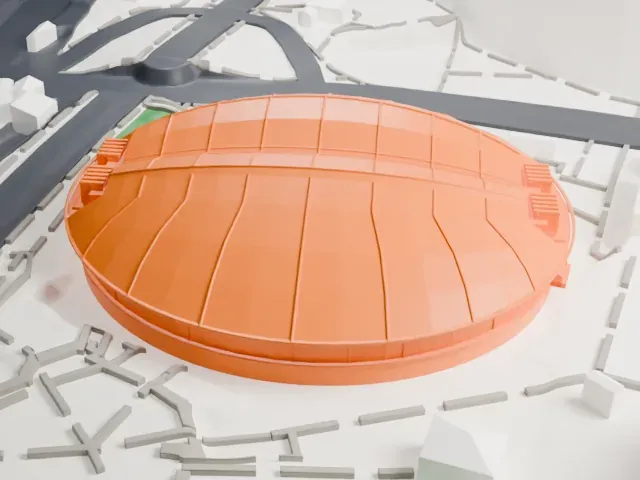 Tokyo Metropolitan Gymnasium model, West view
