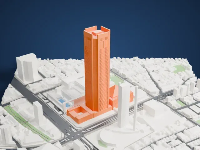 Tokyo Opera City Tower model, East view