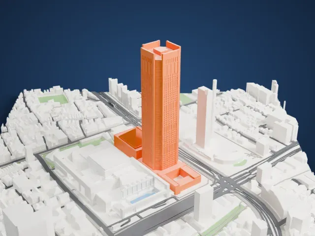 Tokyo Opera City Tower model, South view