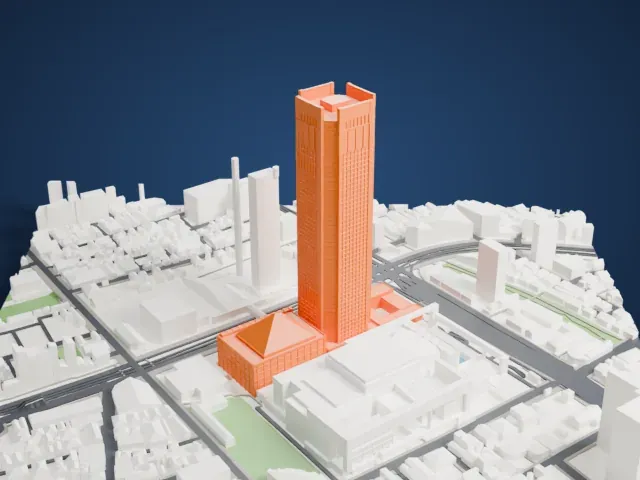 Tokyo Opera City Tower model, West view