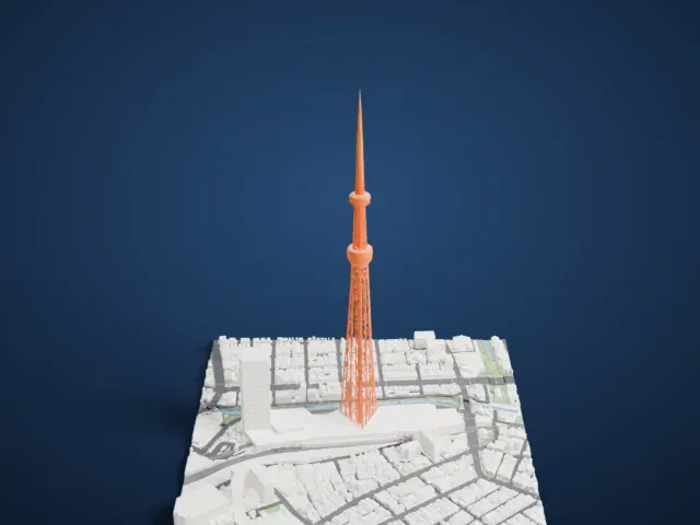 Tokyo Skytree model, North view