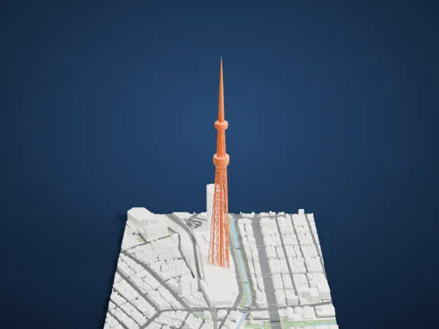 Tokyo Skytree model, West view