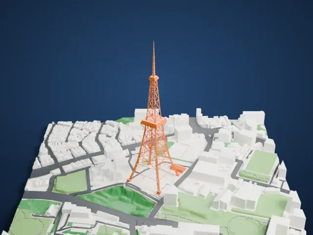 Tokyo Tower model, East view